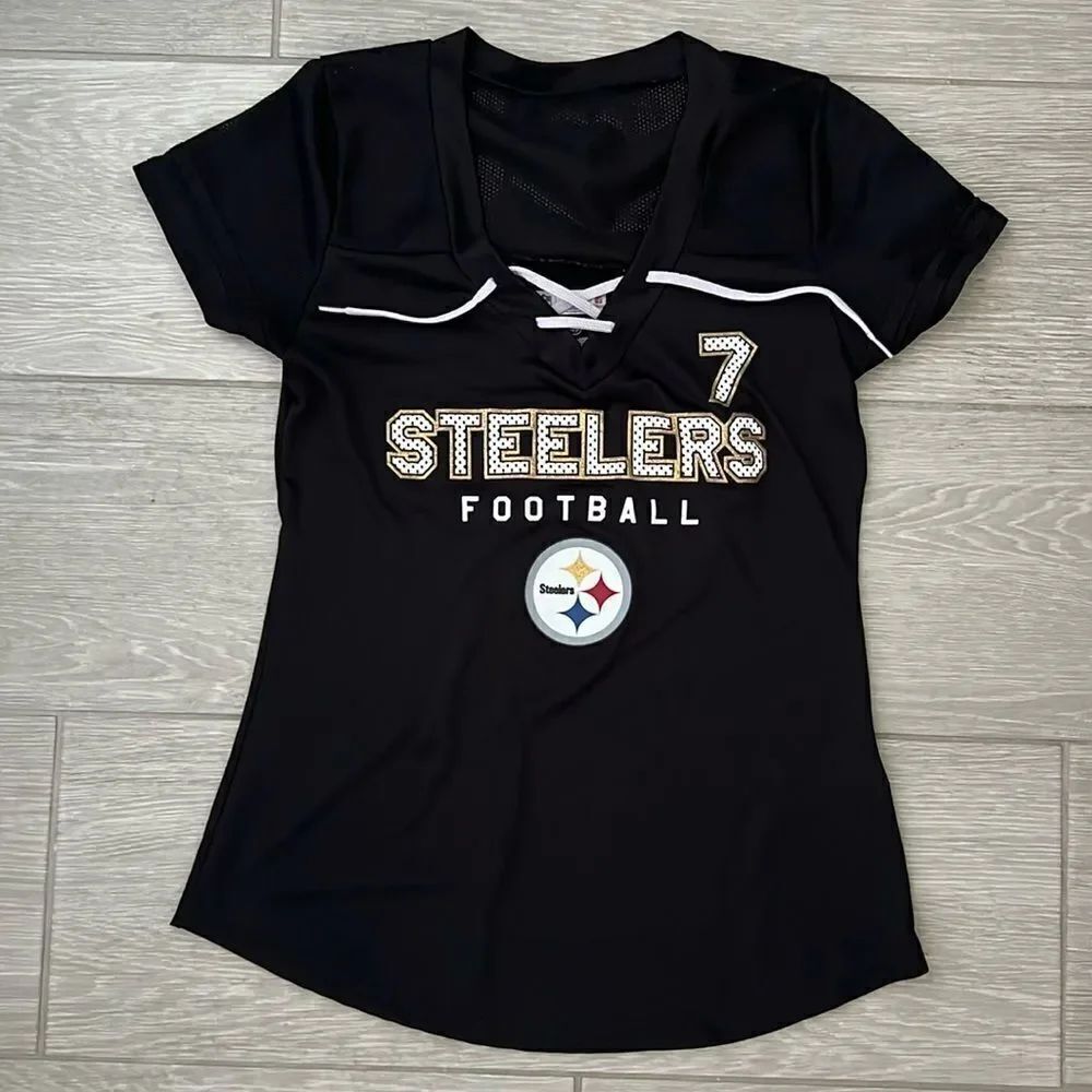 NFL Pittsburgh Steelers Women’s Draft Me Lace up shirt size S 7 Roethlisberger